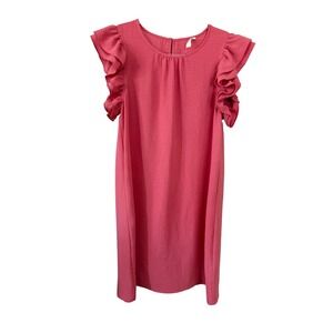 Mittoshop Pink Dress Ruffle Sleeve Casual Spring Summer Medium‎ Women's